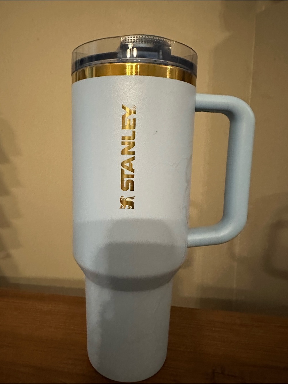 Messi Stanley Light Blue and Gold Insulated Travel Mug with Handle